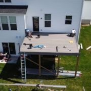 deck construction on a new build home - Barefoot Construction building a deck