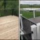 side by side images of wood deck and composite deck - Barefoot Construction composite decking
