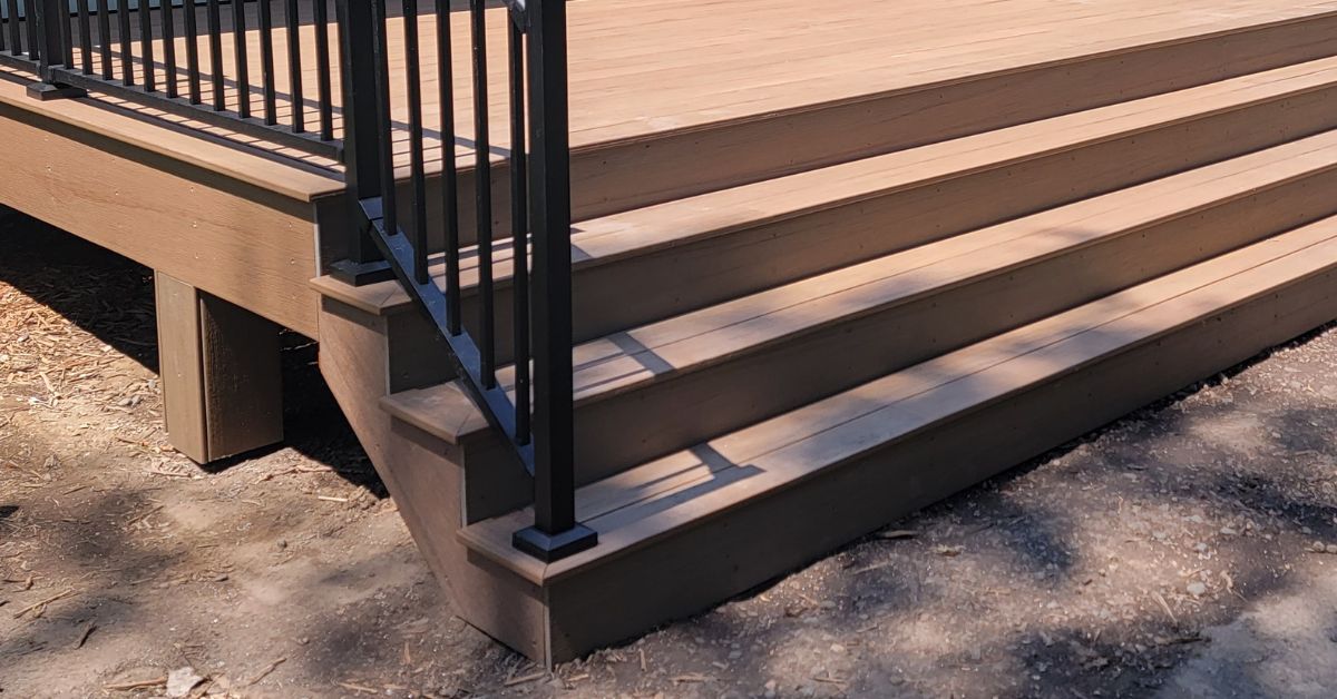 close up of deck stairs - Barefoot Construction deck construction