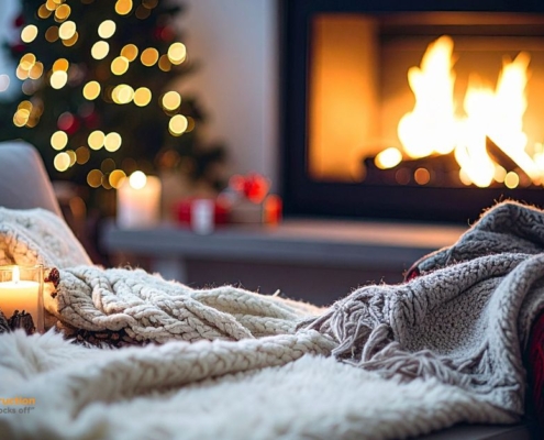cozy living area with a wood burning fireplace - Barefoot Construction basement finishing Minnesota