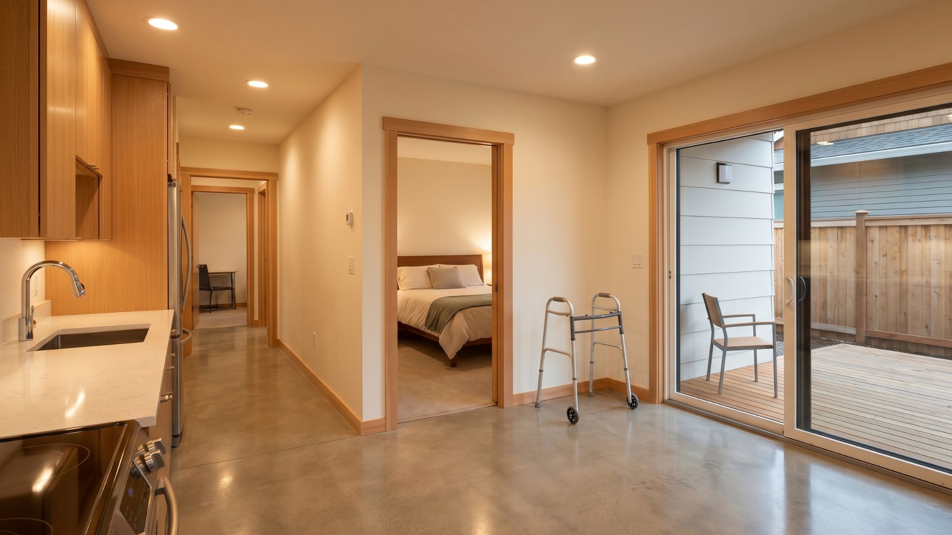 newly added accessory dwelling unit with concrete floors - Barefoot Construction